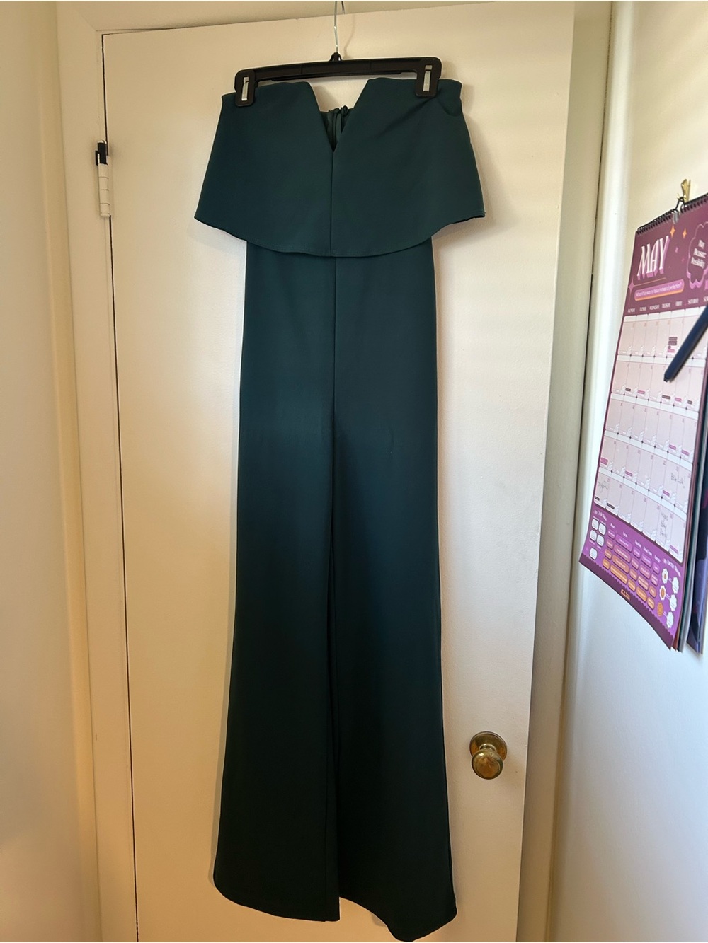 Strapless Dark Teal Wide-Leg Jumpsuit